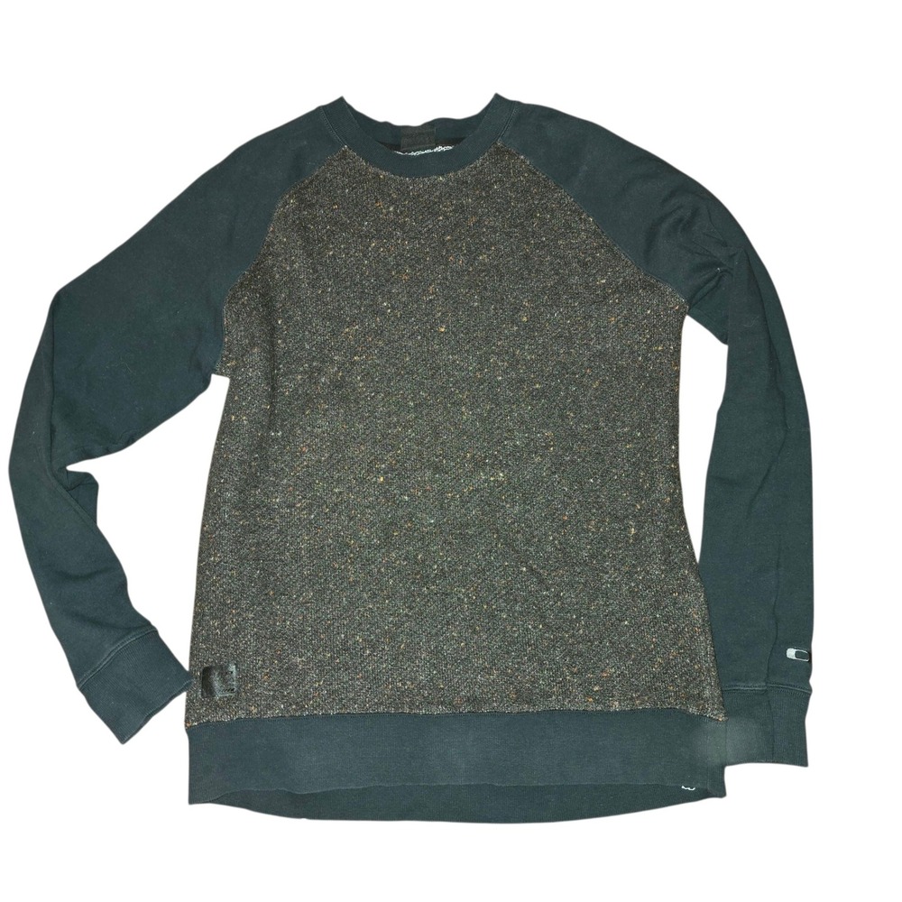 Oakley Mens XL Crewneck Raglan Pullover Sweater Textured‎ Knit Olive Green